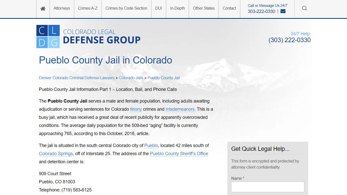 Pueblo County Jail Info - Location, Visiting, Bail, Safety