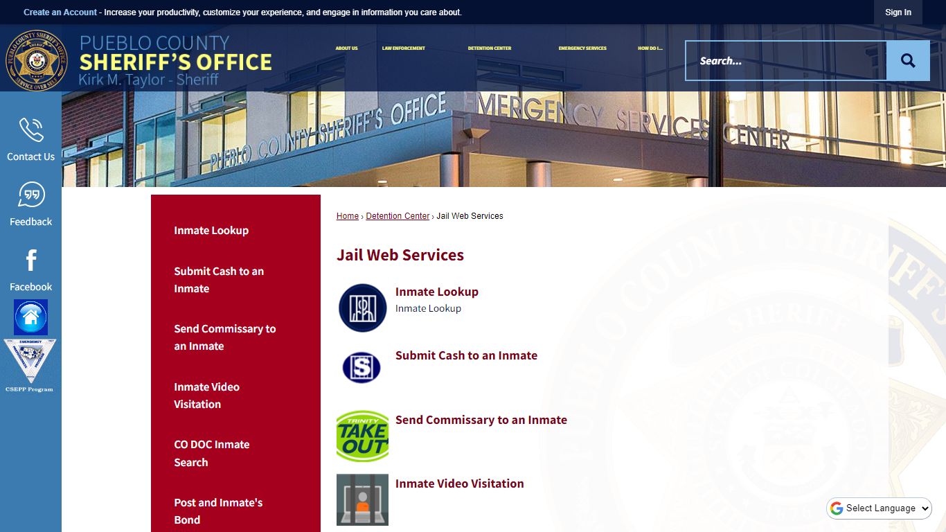 Jail Web Services | Pueblo County Sheriff, CO